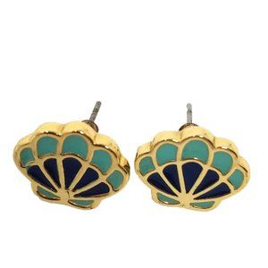 Navy and Blue Shell Stud Earrings